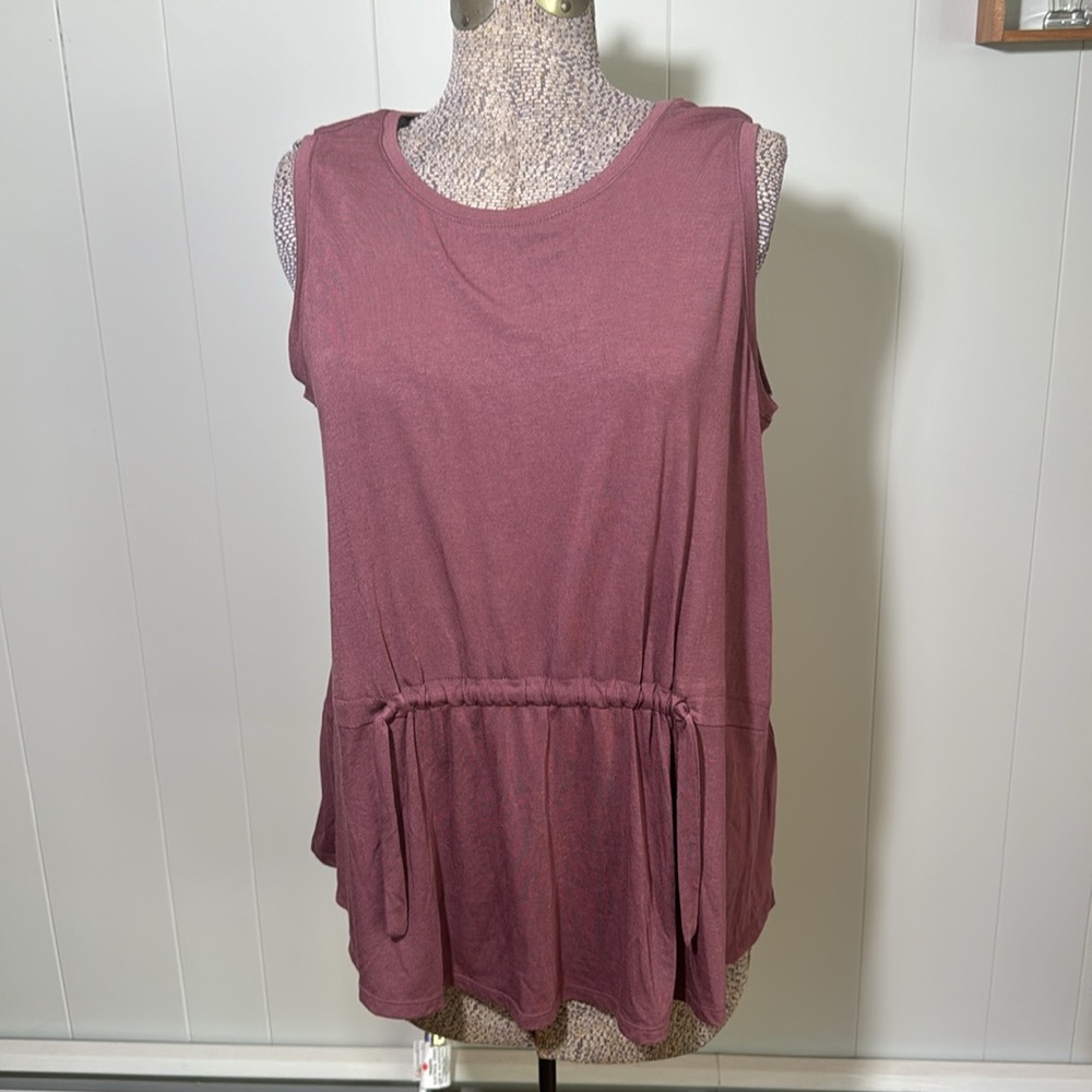 Simply Vera Vera Wang NWT Womens Large Mauve Sleeveless Blouse Drawstring